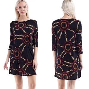 ❤Black Geometric Chain Link Tunic Dress